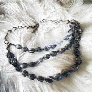 Elegant Silver and Blue Beaded Necklace